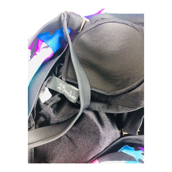 3857 2Bamboo VTG 80s Floral Swimsuit Bathing One Piece XL Padded Wireless - Picture 5 of 7